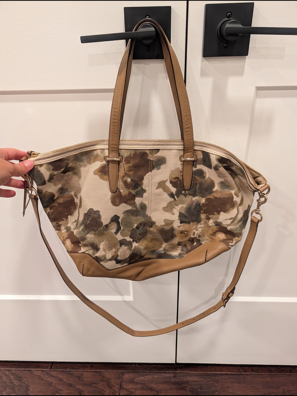 COACH Bleecker Cooper Canvas Floral Tote Bag Satchel Purse Camo Flower Print - Picture 10 of 14